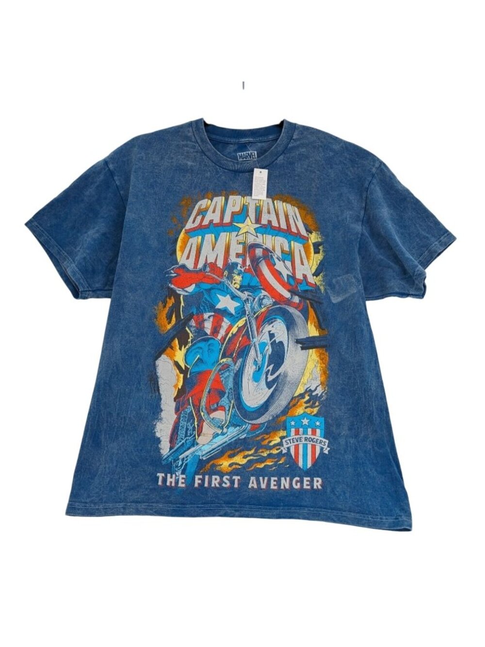 Captain America Graphic T Shirt Acid Wash Marvel Streetwear First Avenger Medium